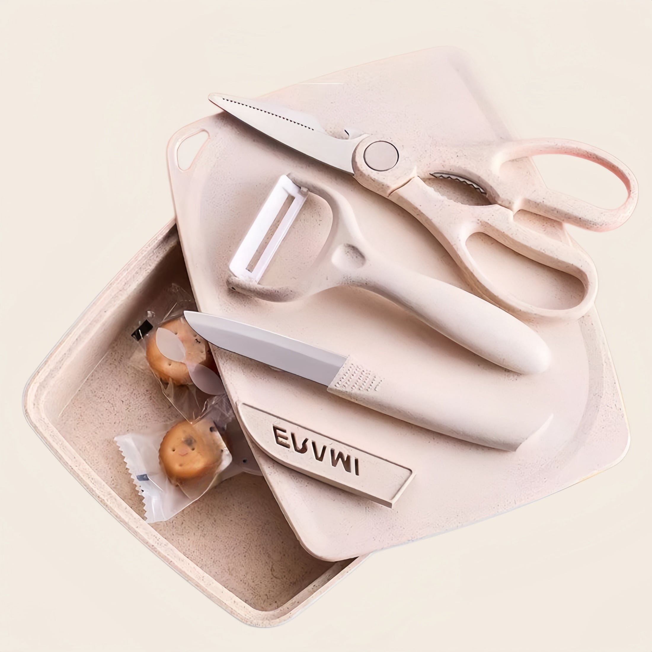 5-in-1 Cutting Board, Knife, Peeler, Scissors and Tray Set/Travel, Camping/Outdoor, Dorms  Small Cutting Boards  Dishwasher Safe