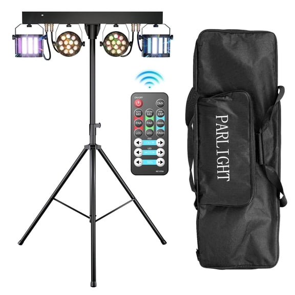 5-in-1 DJ Par Stage Light with Stand & Bag - 24+8 PCS RGBW LED 3/6/15CH for Wedding Birthday KTV Party Disco