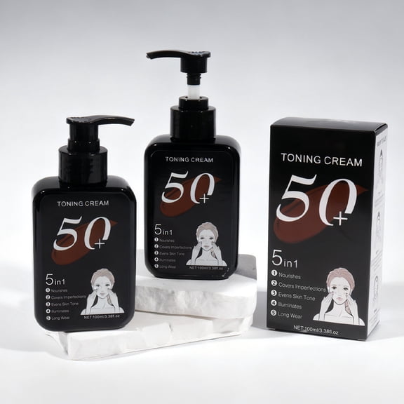 5-in-1 Dark Tone Toning Cream - Long-Lasting Waterproof Body Foundation for Deep Skin Tones, Bronzed Look, Conceals Imperfections & Evens Skin Tone, 24H Wear