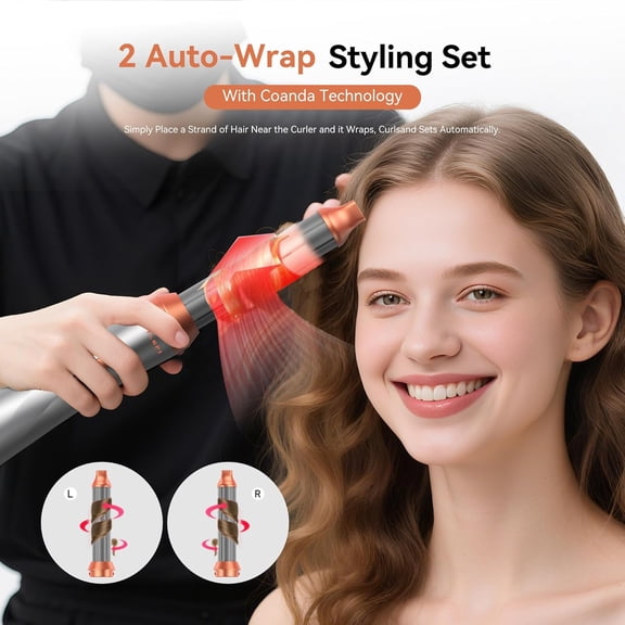5-in-1 Detachable Hot Air Styler Brush for All Hair Types - Ionic Blow Dryer with Curling Straightening Volumizing Attachments