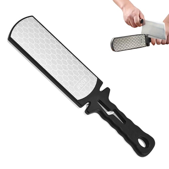 5-in-1 Diamond Knife Sharpening Stone, Double-Sided 400/1000 Grit Whetstone with Ceramic and Tungsten Slots for Scissors, Handheld Kitchen Sharpener