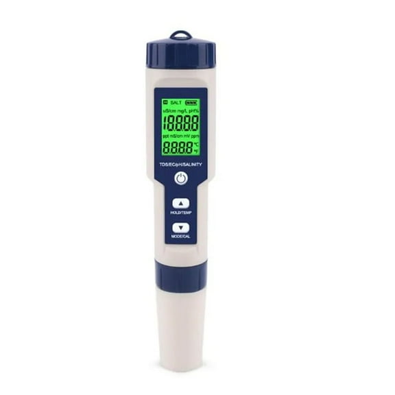 5-in-1 Digital Water Tester, PH/TDS/EC/Salinity/Temperature Meter With Auto-Calibration, IP67 Waterproof For Hydroponics, Aquariums, Pools, And Drinking Water