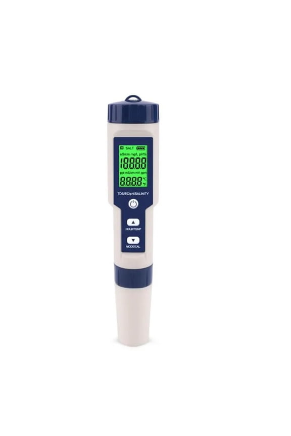 5-in-1 Digital Water Tester, PH/TDS/EC/Salinity/Temperature Meter With Auto-Calibration, IP67 Waterproof For Hydroponics, Aquariums, Pools, And Drinking Water