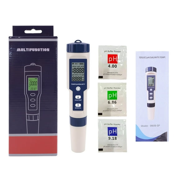 5 in 1 Digital pH Meter with TDS/EC/Salinity/Temperature Measurement Waterproof