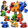 thumbnail image 1 of 5-in-1 Dinosaur Transforming Robot Toy, Construction Vehicle Set for Kids 3-8, STEM Educational Building Toy Cars, 1 of 9
