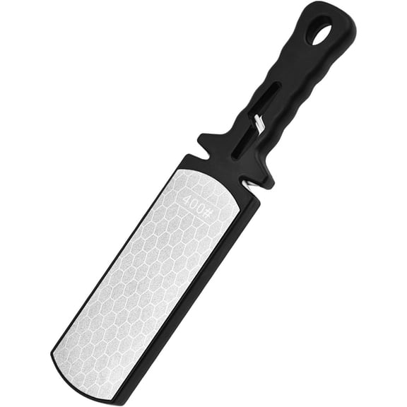 5-in-1 Double Sided Diamond Sharpening Plate, 400/1000 Grit Honeycomb Surface, Ceramic Sharpening Rod, Portable Grinding Tool for Kitchen Knives & Scissors