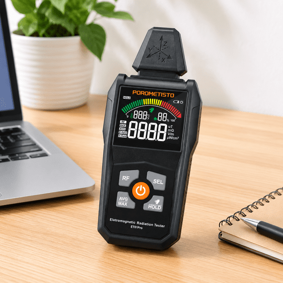 5-in-1 EMF Meter Detector with Temperature and Humidity Monitoring