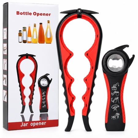 5 in 1 Jar and Bottle Opener Kit, Manual Lid Remover Tool with Non Slip Silicone Grip for Kitchen Use, TIKA