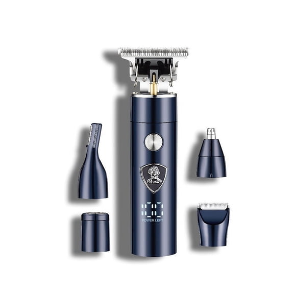 5-in-1 Electric Grooming Kit  TTOOGO Multi-Function Hair Clipper with Beard, Nose, Eyebrow & Body Trimmer Heads, LED Display, 1200mAh Battery, USB Rechargeable for Professional & Home Use