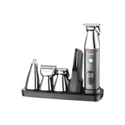 5-in-1 Electric Grooming Kit   TTOOGO Multifunctional Hair Clipper Set with LCD Display, USB Rechargeable, T-Blade Detail Trimmer, Nose & Body Attachments, Charging Base & Guide Combs