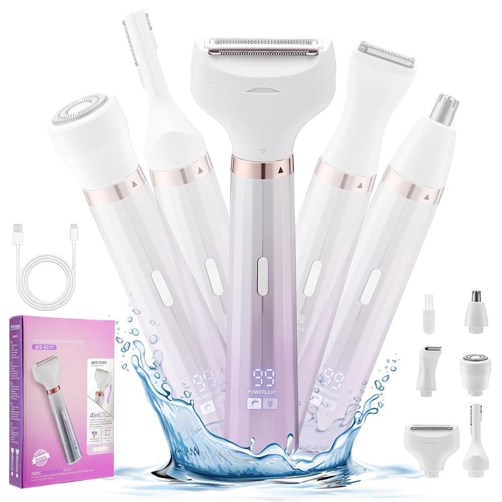 5 in 1 Electric Shaver Razor for Women Bikini Trimmer Ladies Painless Armpit Legs Face Hair Removal Wet & Dry