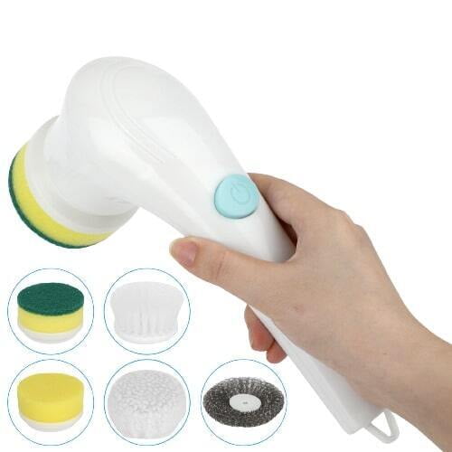 1pc 5-in-1 Cleaning Brush Electric Spin Scrubber, Electric Cleaning Brush  With 3 Brush Heads, Handheld Bathtub Brush, For Home Hotel Cleaning Tu (3-d)