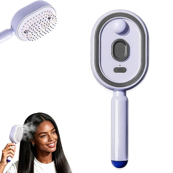 5 in 1 Electric Spray & Massage Hair Brush, Anti-Static Detangling Steam Brush, Rechargeable Steam Hair Straightener for Dry Frizzy Hair