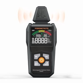 POROMETISTO ET01Pro 5-in-1 EMF Detector & RF Meter, Tri-Axis Sensor, 30MHz~8GHz, Rechargeable with Temp/Humidity, for Home/Office/Industrial