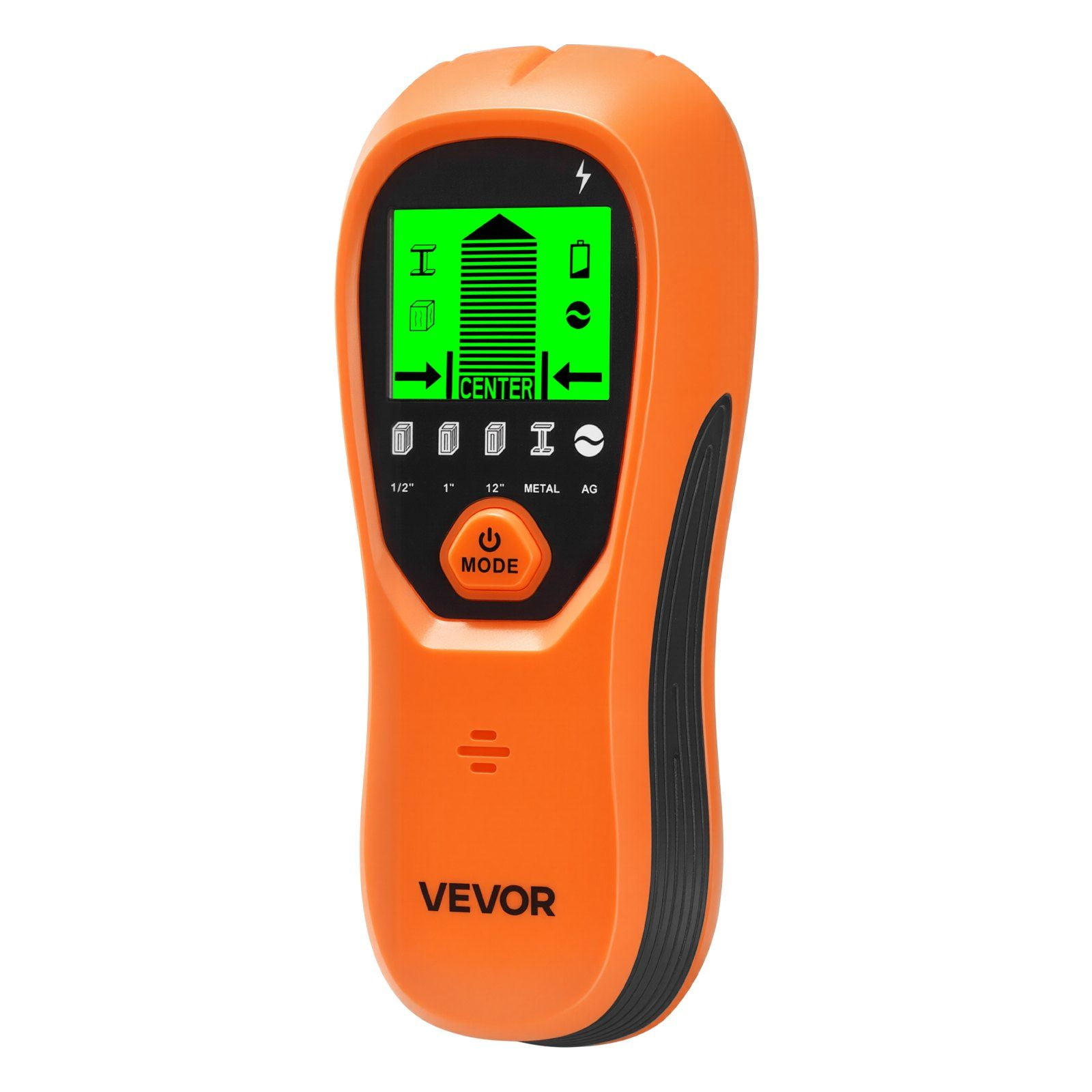 5 in 1 Electronic Wall Stud Detector with Smart Sensor HD LCD Display Audio Alarm for Metal AC Wire Joists Pipes Center Edge Detection Orange