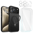 thumbnail image 1 of 5-in-1 Entronix Bundle designed for iPhone 17 Pro Max, Magnetic Ring Case with Kickstand, 2 Tempered Glass, 2 Camera Lens, 1 of 9