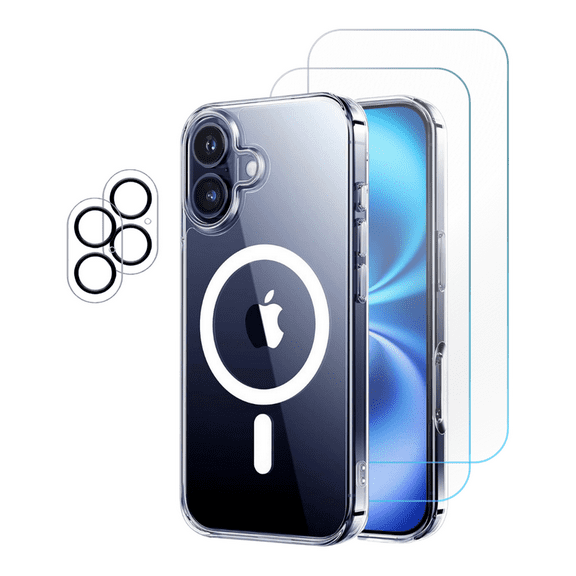 5-in-1 Entronix Bundle with Magnetic Clear Case, 2 Clear Camera Lens Protector and 2 Tempered Glass Screen Protector For iPhone 17