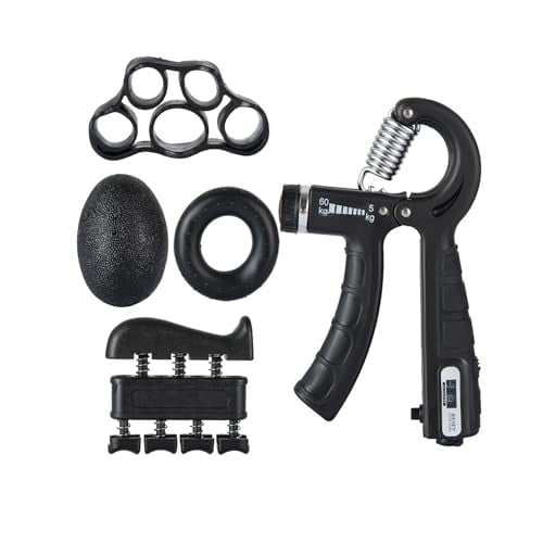 5-in-1 Exercise Set: Hand Grippers,Finger Exerciser,Grip Rings & Stress Relief Balls - Perfect Workout Equipment for Women & Athletes with Adjustable Resistance Vertical Foregrip
