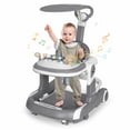 thumbnail image 1 of SIMANLI 5 in 1 Folding Baby Walker, Adjustable Height & Speed Activity Walker with Wheels & Music Toys for Infant Toddler Boys Girls, Gray, 1 of 19