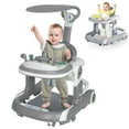 thumbnail image 1 of 5 in 1 Folding Baby Walker Adjustable Height & Speed, Kids Baby Walker with Wheels & Music Toys for Girls Boys, Gray, 1 of 12