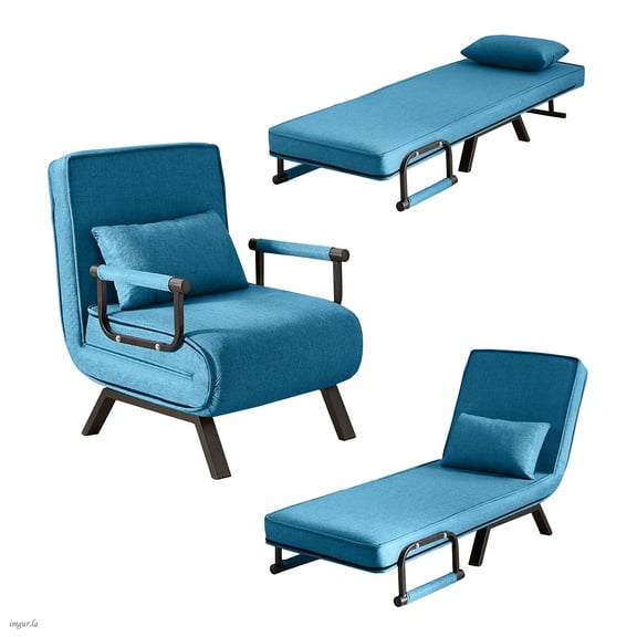 5-in-1 Folding Chair Bed, Convertible Sleeper Sofa with Adjustable Backrest, 450LB Capacity Floor Chair for Small Spaces, Office, Apartment