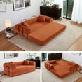 thumbnail image 1 of 5-in-1 Folding Convertible Sofa Bed, 79" Corduroy Floor Couch Futon, Pull-Out Sleeper Loveseat, Modular Boneless Sofa for Living Room & Bedroom, Orange, 1 of 6