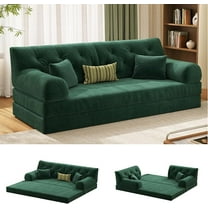 5-in-1 Folding Convertible Sofa Bed, Loveseat Sleeper with Pull-Out Bed, Floor Sofa Modular Futon Couch, 79" Oversized Corduroy Upholstered Boneless Couch for Living Room, Bedroom, Lounge, Green
