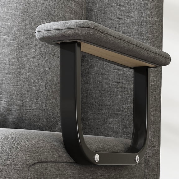 5-in-1 Grey Grass Cloth Convertible Sofa Bed Sleeper: Space-Saving, 5-Pos Adjustable Back, 440lb Capacity, Durable Iron Frame, for Living Room & Office