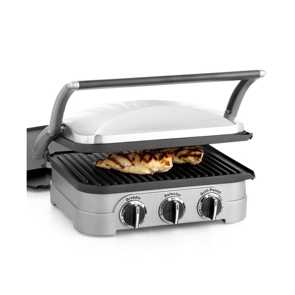 5-in-1 Griddler with Reversible Plates for Grilling, Panini Pressing, and Griddling