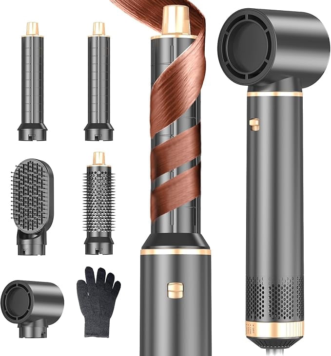 5 in 1 Hair Dryer Brush Hot Air Curling Brush Negative Ion Air Styler for Home & Travel