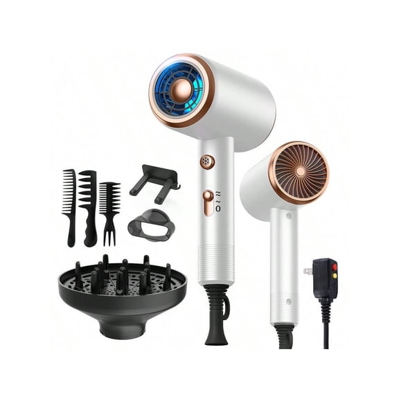 5-in-1 Hair Dryer with Diffuser & Nozzle, High-Power Blow Dryer Set with 3 Combs and Holder for Home & Travel