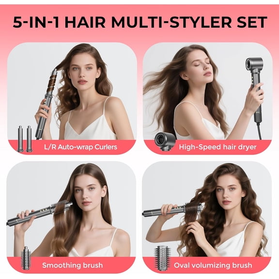 5-in-1 Hair Styler & High-Speed Ionic Blow Dryer Brush for All Hair Types
