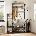 thumbnail image 1 of 5 in 1 Hall Tree,Entryway Bench with Remove Coat Hooks&Open Storage Rack,Industrial Coat Tree with Metal Frame for Hallway or Living Room, 1 of 8