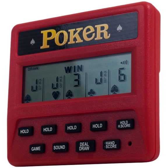 5-in-1 Hand Held Poker Game - Electronic Handheld Games for Adults Includes Draw, Deuces, Bonus, 2X and 2x2 Bonus - 3.9x3.4-Inch Pocket-Sized Travel Casino by General