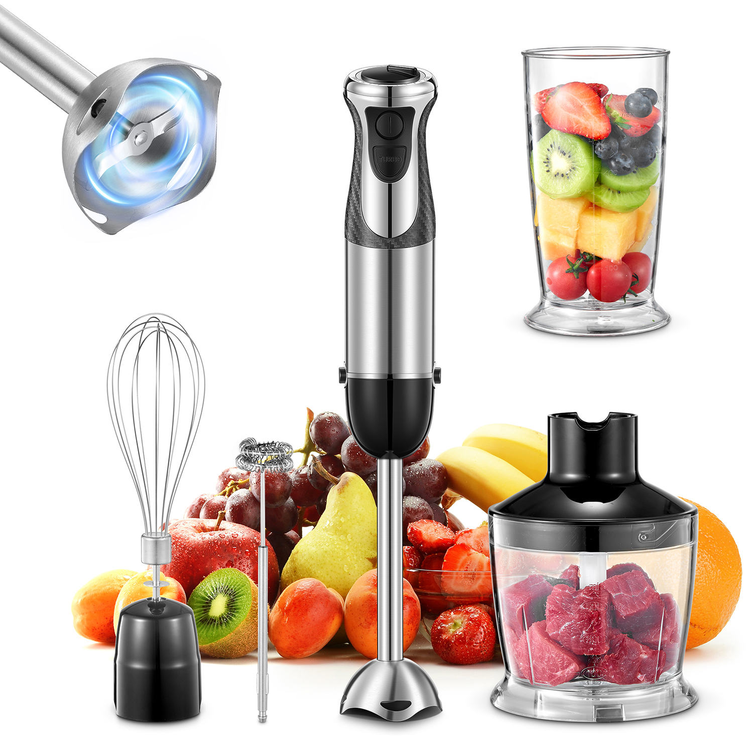 5in1 Hand Immersion Blender, 1000W Handheld Blender, Copper Motor