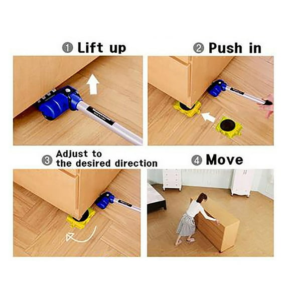 5-in-1 Heavy Duty Furniture Moving Sliders for Sofa Cabinet Bed - 4pc Non-Slip Grippers Pads Set for Hardwood Floors Tile Carpet - Lift Adjust Glide Home Essentials