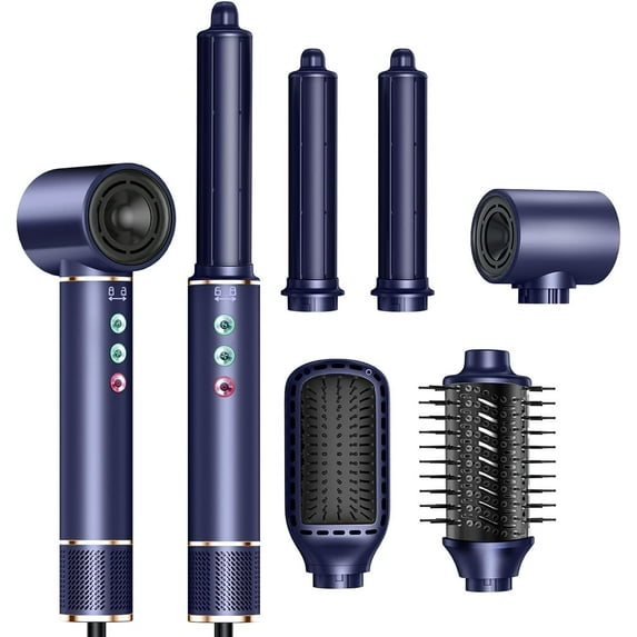 5-in-1 High-Speed Hot Air Hair Dryer Brush: 110000RPM, 20m/s Airflow, 0.75LB Aluminum, Ionic Blow Dryer for Styling & Curling (Blue)
