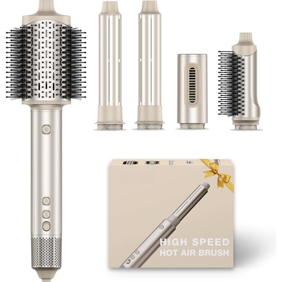 5-in-1 Hot Air Styler & Hair Dryer Brush, 110,000 RPM Blow Dryer Brush with Auto-Wrap Curler, -in-One Air Styling System for Easy Curl, Smooth & Volume