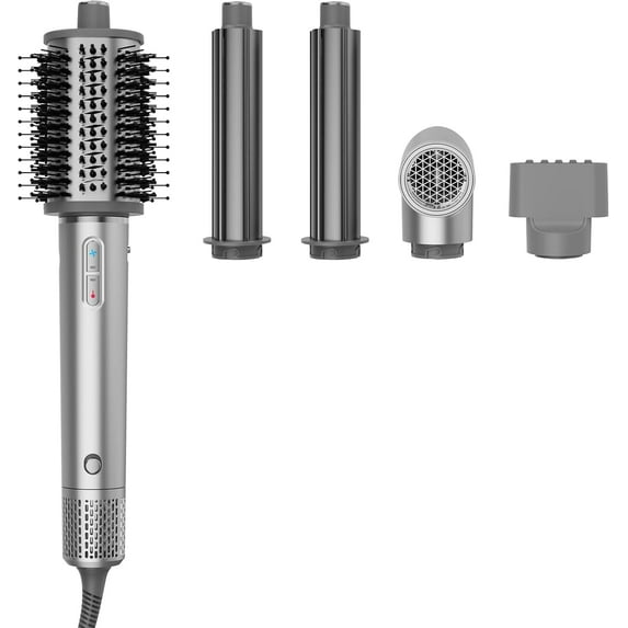 5-in-1 Hot Air Styler & Hair Dryer Brush with Powerful Motor & Negative Ions for Fast Drying, Curling, & Frizz-Free Styling (Purple)