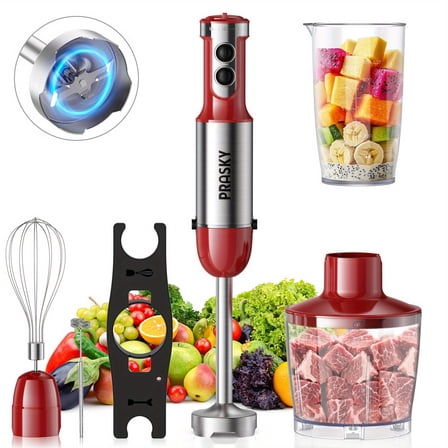 5-in-1 Immersion Blender with Heavy Duty Motor & Attachments - 120V US Plug, Hand Blender for Whipping, Chopping & Blending