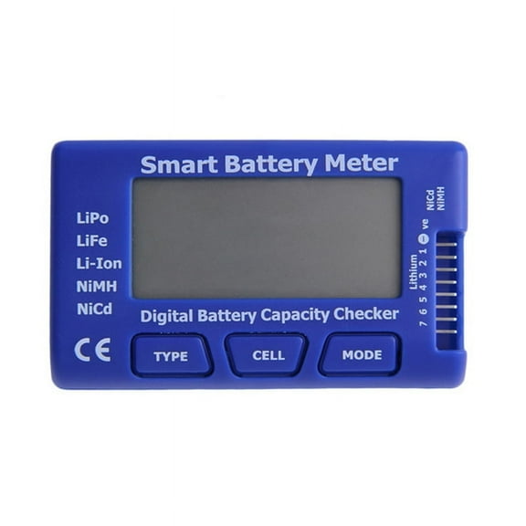 5in1 Intelligent Digital Battery Meter Battery Capacity Checker with LCD Display ESC / PPM Tester RC Battery Meter,1 x Battery Meter,Blue