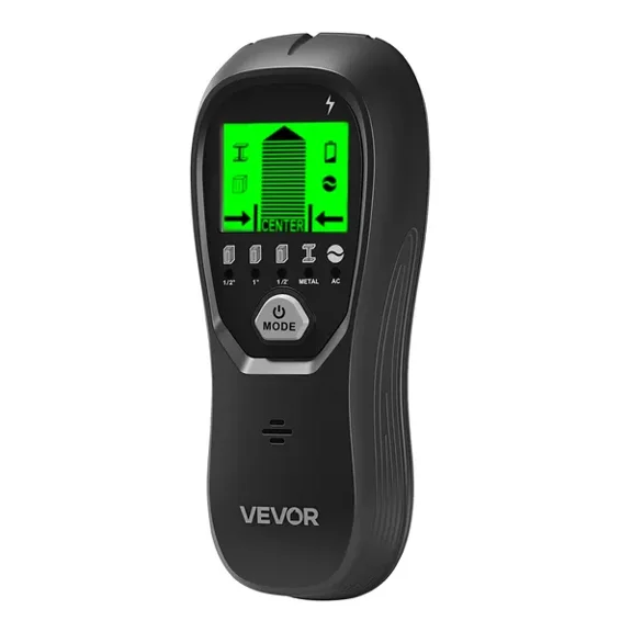 5-in-1 Intelligent Wall Scanner Detector with High-Res LCD Screen & Sound Alert, Precision Sensor for Metal, Live Wires, Joists & Pipes Black