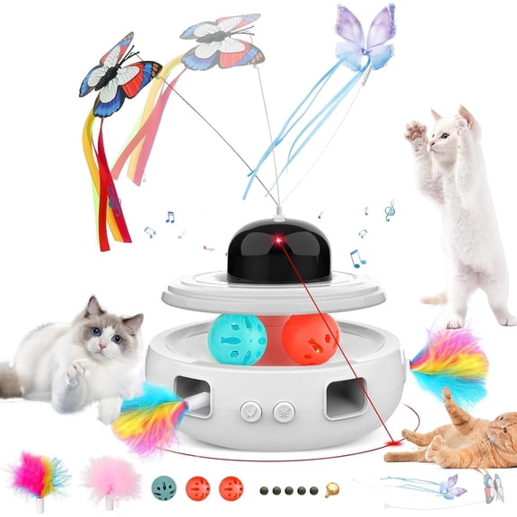 5-in-1 Interactive Cat Toy, Indoor Cat/Small Dog Exercise Fitness Chaser, Feline Ambush Trainer, Timer Function