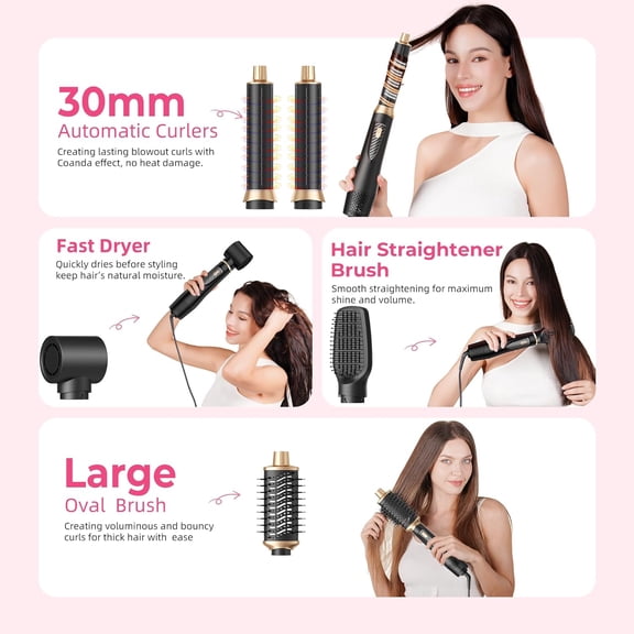 5 in 1 Ionic Hair Dryer Brush with Ceramic Technology for Fast Drying and Styling - Black