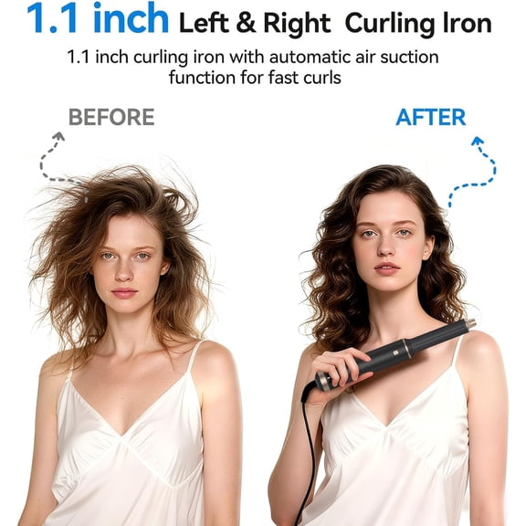 5-in-1 Ionic Hot Air Styler Blow Dryer Brush for Curling Volumizing Straightening with Dual Auto Wrap Curlers