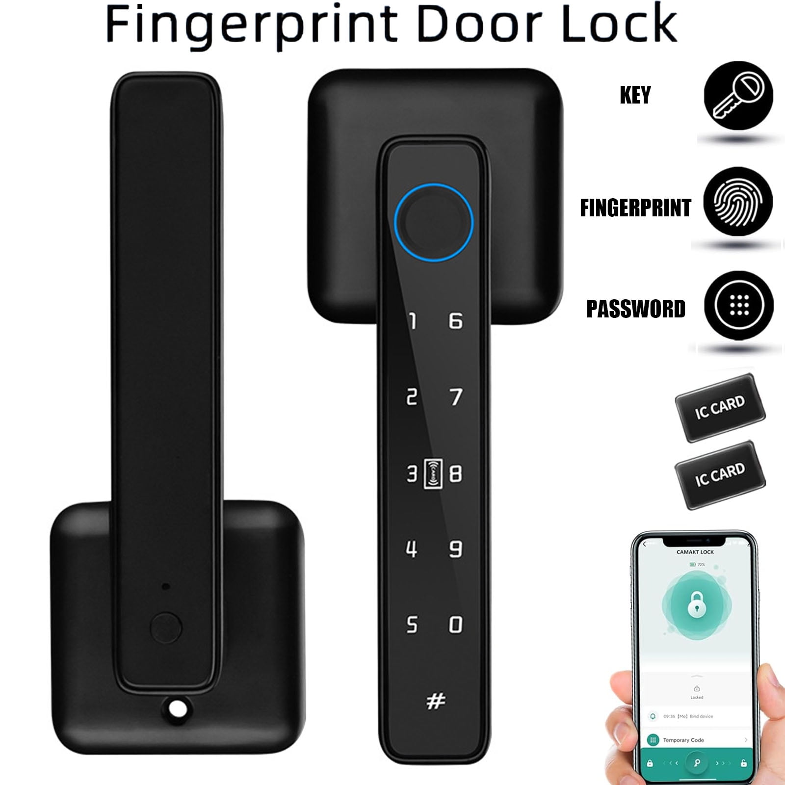 5in1 KeylessEntry Smart Door Lock, Fingerprint Door Lock, Key