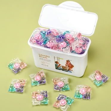 5-in-1 Laundry Beads | WashStay Gel Balls | Stain Remover for Clothes | Floral Scent | Non-Toxic Botanical Formula | Mild on Skin | 50 Count | Multi-Color | 300g | Universal Use