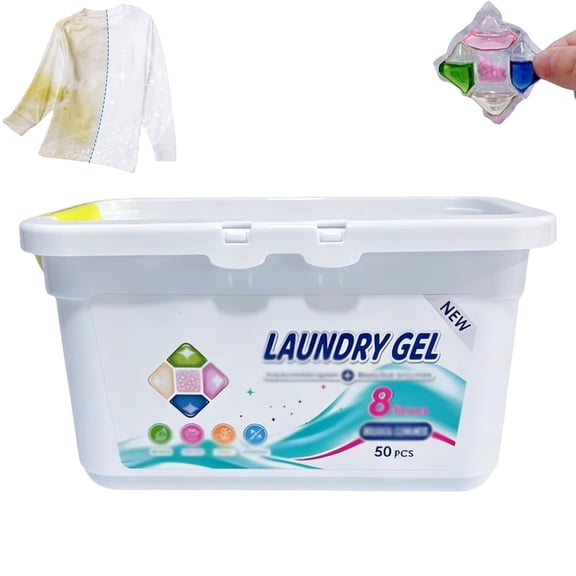 5-in-1 Laundry Detergent Pods, 50 Count Strong Stain Remover Cleaning Pods, Laundry Washing Detergent Pods with Long-Lasting Fragrance (1PC)
