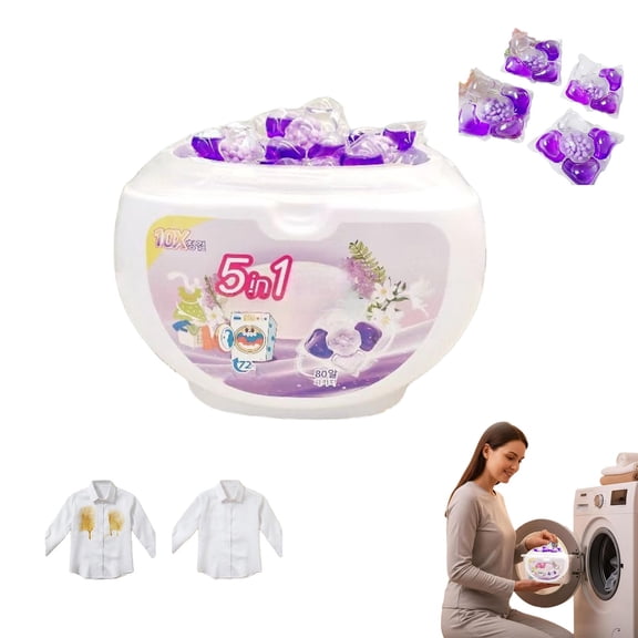 5-in-1 Laundry Detergent Pods with Fabric Softener & Scent Beads, White Musk Fragrance for All Washers