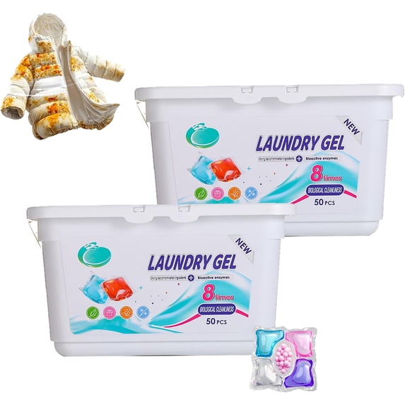 5-in-1 Laundry Pods, 50 Count Laundry Gel Detergent Pods, Deep Cleaning with Fabric Softener Beads, Mild Formula for All Fabrics and Colors (2-Pack)